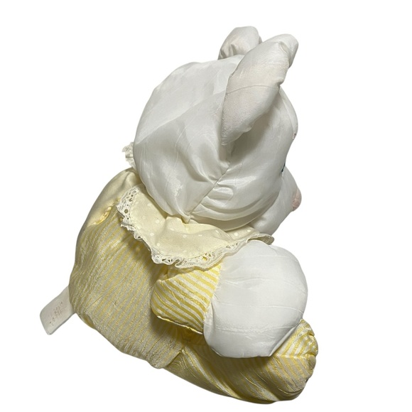 Fisher Price Vintage 80s Puffalump Nylon Baby Bear Yellow Outfit Rattle Plush - Picture 5 of 14